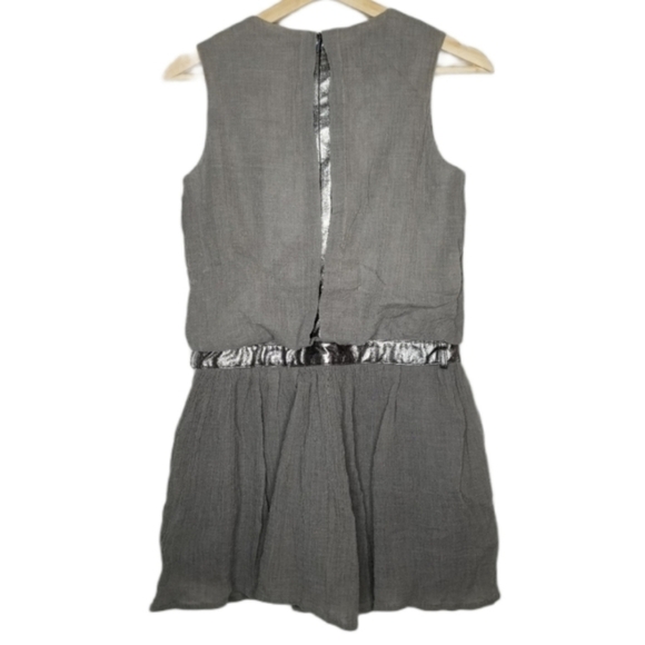 VALMAX ITALY Drop Waist Party Dress Silver Trim Crinkle Cotton Girls' 12Y Formal - Picture 6 of 15